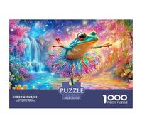 A Frog in A Tutu Dances by A Waterfall Under A Starry Sky 1000 Piece Jigsaw Puzzle Fantasy Colorful Frogs for Boys, Girls, Men & Women 70x50cm/1000pcs