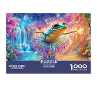 A Frog in A Tutu Dances by A Waterfall Under A Starry Sky 1000-Piece Jigsaw Puzzle Fantasy Colorful Frogs - Classic Jigsaw Puzzles for All Ages 52x38cm/1000pcs