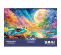 A Frog Rests on A Lily Pad Under A Moonlit Sky 1000-Piece Jigsaw Puzzle Fantasy Colorful Frogs - Classic Educational Game for Family Puzzle Time 70x50cm/1000pcs