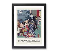 A Full Moon By Utagawa Kunisada Exhibition Museum Asian Japanese Framed Print | A2 Black Framed Wall Art | Ready to Hang | Asian Space Picture | Living Room Bedroom Lounge Office