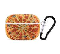 A Full Pizza Airpod Pro Case AirPods 2 Case for Women Hard Shell Protective Cover with Carabiner Keychain Compatible with AirPods Case 2nd 1st Generation, Front LED Visible White