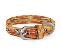 A Full Pizza Dog Collar Adjustable Pet Collar Stainless Steel D-Ring Collar Oxford Cloth Cat Collar Strap with Metal Buckle for Small Medium Dog