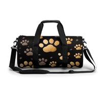 A Full Pizza Gym Bag Small Travel Duffle Bag with Compartment Carry On Weekender Bag for Women Men, Dog Paw Print, 17.7in/9in/9in