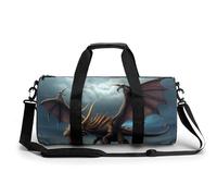 A Full Pizza Gym Bag Small Travel Duffle Bag with Compartment Carry On Weekender Bag for Women Men, Flying Dragon, 17.7in/9in/9in