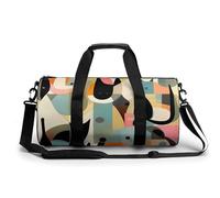 A Full Pizza Gym Bag Small Travel Duffle Bag with Compartment Carry On Weekender Bag for Women Men, Mid Century Modern Art Cat, 17.7in/9in/9in