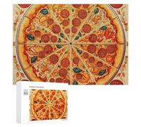 A Full Pizza Jigsaw Puzzle Challenging Fun Puzzle Wooden Jigsaw Puzzles for Adults Families 300 PCS