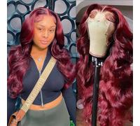 A FUTURE TONGMEI 99J Burgundy Body Wave Lace Front Wig Human Hair 13x4 HD Transparent Lace Front Pre Ripped with Baby Hair Wine Red Wave Body Hu