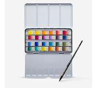 A. Gallo : Handmade Watercolour Paint : Signature Set : Metal Tin : 24 Full Pans with Brush in a Gift Box