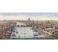 A general view of the city of London next to the river Thames. After a print dated 1751 from a work by Thomas Bowles. Published by Robert Sayer. Later colourization. Poster Print by Ken Welsh (24 x 11