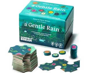 A Gentle Rain - Calming Tile-Laying Puzzle Game - Mindful Solo, 2-Player, or Cooperative Play in 15 Minutes - Soft-Touch Tiles & Wooden Blossoms - Compact, Giftable, Family-Friendly Board Game