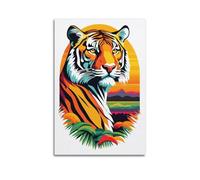 A Gentle Tiger in The Sunset in The Field Decorative Painting Canvas Wall Posters And Modern Family Bedroom Decor 08x12inch(20x30cm)