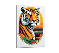 A Gentle Tiger in The Sunset in The Field Decorative Painting Canvas Wall Posters And Modern Family Bedroom Decor 08x12inch(20x30cm)