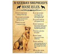 A German Shepherd'S House Rules 20X30 CM Vintage Look Metal Decoration Art Sign for Home Kitchen Bathroom Farm Garden Garage Inspirational Quotes Wall Decor