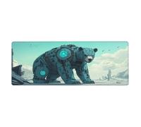 A Giant Blue Bearfloral Print Mousepad Laptop Keyboard Mat Large Mouse Pad With Stitched Edges Long Non-Slip Rubber Base Spring Desk Pad For Office Home Desk Decor, 31.5" X 11.8"