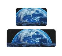 A Giant Planetary Landscape Rug Cushioned Kitchen Rugs Sets Of 2 Comfort Standing Mat For Home Decor Sink,Kitchen Mats For Floor Non Slip Washable ，Laundr 17"X47"+17"X30"