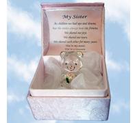 A Gift From The Heart My Sister Crystal Bear In A Box - Hand-Sculpted - 22KT Gold