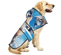 A Giraffe Waterproof Dog Raincoat And Rain Jacket With Hood, Reflective Strips And Adjustable Belly Strap, Fits Small To Large Dogs