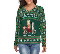 A Girl And Her Dog A Bond That Can't Be Broken Ugly Sweatshirt,Personalized Christmas Sweatshirts,Custom Sweaters with Woman and Dogs Cartoon Design,Christmas Birthday Gift For Dogs Mom Dog Lovers