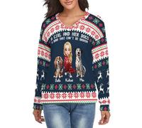 A Girl And Her Dog A Bond That Can't Be Broken Ugly Sweatshirt,Personalized Christmas Sweatshirts,Custom Sweaters with Woman and Dogs Cartoon Design,Christmas Birthday Gift For Dogs Mom Dog Lovers