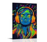 A Girl Crying While Listening to Sad Songs Living Room Wall Art 24 x 36 inches (60 x 90 cm)