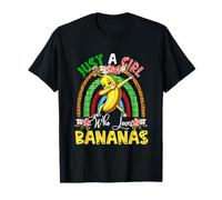 A Girl Loves Bananas Dabbing Fruit Leopard Rainbow Vegan T-Shirt