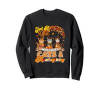 A Girl Loves Cats And Thanksgiving Three Cute Cats Fall Tree Sweatshirt