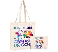 A Girl Loves Dinosaurs Dinosaur Gifts Cute Dinosaur Accessories Stuff Canvas Tote Bag Makeup Cosmetic Bag Beach Bags for Women Girls Birthday Weekender Beach Shopping Anniversary Nurse Day Christmas