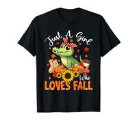 A Girl Loves Fall Thanksgiving Signs Alligator Bow Tie T-Shirt