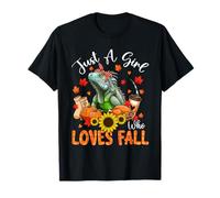 A Girl Loves Fall Thanksgiving Signs Iguana Bow Tie Autumn T-Shirt