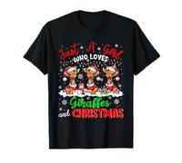 A Girl Loves Giraffes And Christmas Owner Family Kids T-Shirt