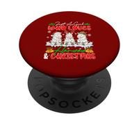 A Girl Loves Horses And Christmas Three Santa Reindeer Elf PopSockets Adhesive PopGrip