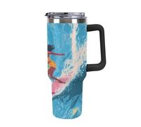 A Girl Surfing on The Waves 40 Oz Travel Insulated Cups & Mugs