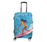 A Girl Surfing on The Waves Custom Suitcase Cover Washable Travel Luggage Protector Case