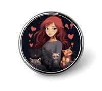 A Girl Who Loves Cats Round Badge Cute Brooch Hats Jackets Decor Personalized Lapel Pin Clothing Jewelry Accessories for Wedding Party Gift