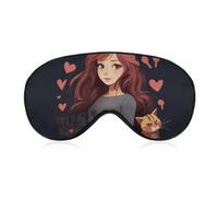 A Girl Who Loves Cats Sleep Mask for Women Men Side Sleeper Eye Cover with Adjustable Strap Soft Breathable Blackout Mask Slip-Free Deep Sleeping Travel Essentials