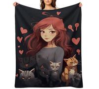 A Girl Who Loves Cats Throw Blanket for Couch, Fluffy Fuzzy Blankets for Women Men, Cozy Soft Bed Blankets for Bedroom, Warm Lightweight Throw Blanket for Travel, Camping 30"x40"