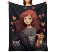 A Girl Who Loves Cats Throw Blanket for Couch, Fluffy Fuzzy Blankets for Women Men, Cozy Soft Bed Blankets for Bedroom, Warm Lightweight Throw Blanket for Travel, Camping 40"x50"