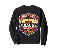 A Girl Who Loves Jesus And Wine Lover Christian Woman Christ Sweatshirt