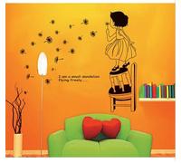 A Girl with a Dandelion Wall Mural Art Deco Nursery Decoration Baby Room Decal Boys and Girls Wall Sticker Dandelions Wall Sticker