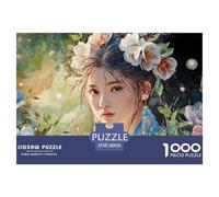 A Girl with Flowers in Her Hair 1000 Piece Eco-friendly Paper Jigsaw Puzzles Kitten Unique Challenging Educational Toys Jigsaws For Adults And Kids 38x26cm/1000pcs