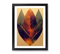A Glorious Leaf Framed Print | A3 Black Framed Wall Art | Ready to Hang | Modern Floral Picture | Living Room Bedroom Lounge Office