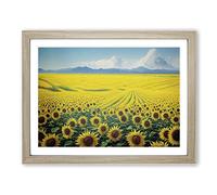 A Glorious Sunflower Field Framed Print | A2 Oak Framed Wall Art | Ready to Hang | Modern Floral Picture | Living Room Bedroom Lounge Office