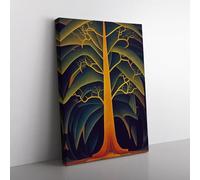 A Glorious Tree Blue, Black, Peach Canvas Wall Art Print Ready to Hang, Framed Picture for Living Room Bedroom Home Office Décor, 76x50 cm (30x20 Inch)