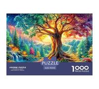 A Glowing Tree, Waterfall, Moonlit Forest with Lit Mushrooms 1000Pc Jigsaw Puzzle Multicolor Style - Premium Quality, Great for Adults & Kids 70x50cm/1000pcs