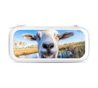 A Goat Smiles at The Camera Compatible with Switch Case Bag Travel Protective Cover Handbag with 15 Game Accessories