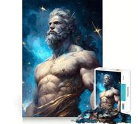 A God And The Starry Night Teenagers 1000 Pieces Puzzle Serene Game Thick Material Pattern Assemble Night Activity (38x26cm)