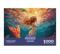 A Golden Ocean Maiden 1000 Piece Eco-friendly Paper Jigsaw Puzzles Underwater Fantasy Goddess Stress Releasing Creative Game Puzzles for Toddlers 52x38cm/1000pcs