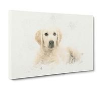 A Golden Retriever Puppy in Abstract Canvas Print for Living Room Bedroom Home Office Décor, Wall Art Picture Ready to Hang, 30 x 20 Inch (76 x 50 cm)