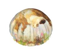 A golden retriever Reusable shower cap - double-layer waterproof, elastic, environmentally friendly daily use shower cap