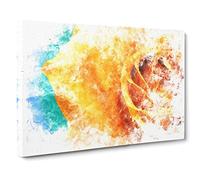 A Golden Yellow Rose Watercolour Canvas Print | Gallery Wrapped 30mm Frame Wall Art | 24x16 inches | Ready to Hang | Modern Floral Picture | Living Room Bedroom Lounge Office